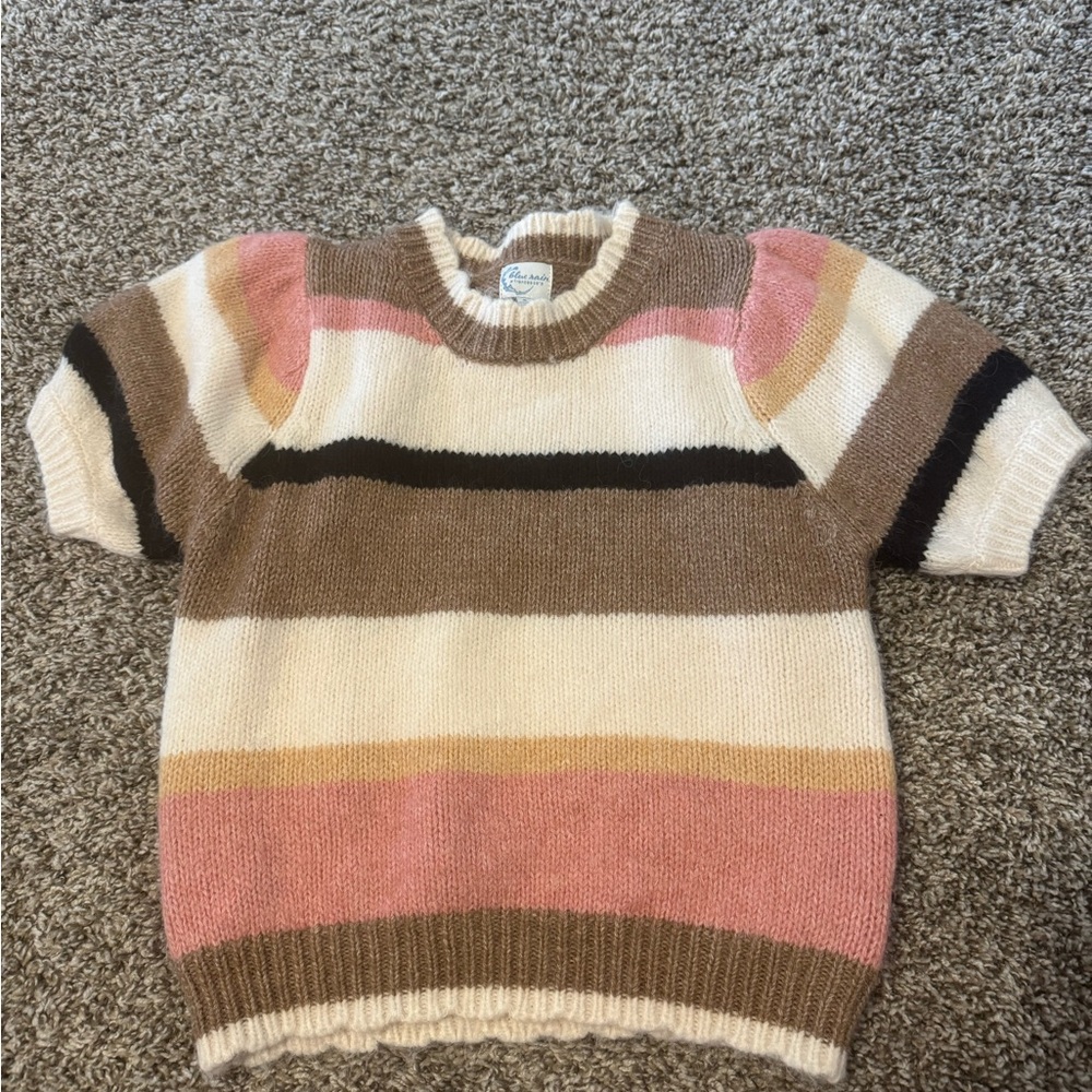 Blue Rain Pink and Brown Striped Sweater